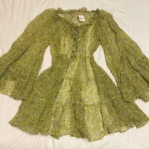 NWT Free People Floral Boho Sheer Mini Dress w Slip